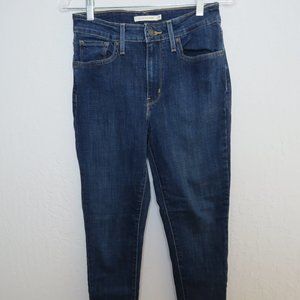 Levis 721 Sz 28 High Rise Skinny Blue Denim Jeans Pants Cotton Blend Light Fade
